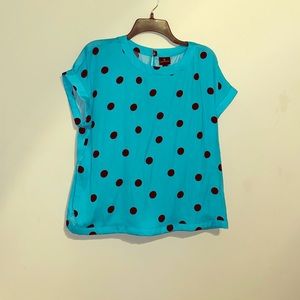Medium Worthington blue polka dot blouse